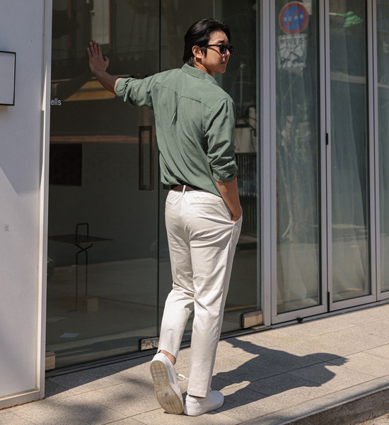 (L-5XL)<BR>더들리 a linen shirt