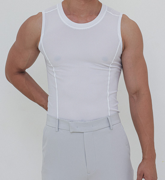 (L-5XL)<BR>마크타퍼 correction sleeveless shirt<br><font color="#fb5ec9"><B>[1+1]</B></font>