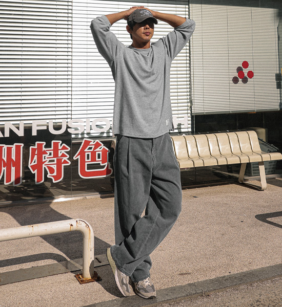 (L-5XL)<BR>나클로 Waffle a long-sleeved t-shirt<br><font color="#fb5ec9"><B>[1+1]</B></font>