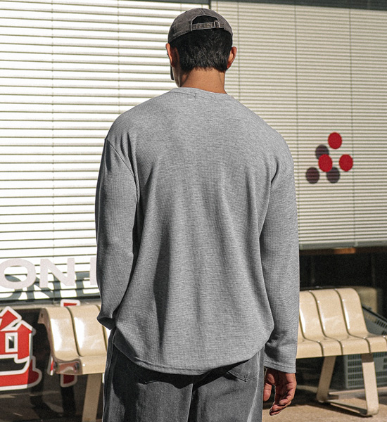 (L-5XL)<BR>나클로 Waffle a long-sleeved t-shirt<br><font color="#fb5ec9"><B>[1+1]</B></font>