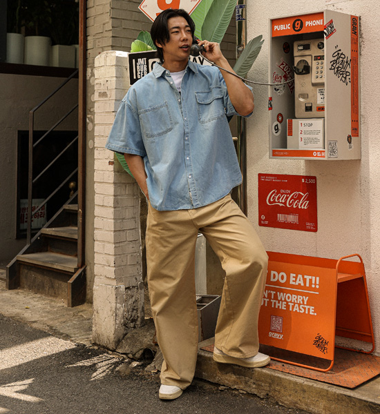 (XL-6XL)<BR>파드로나 denim short-sleeved shirt 515