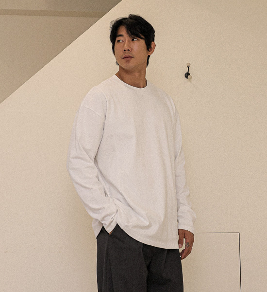 (XL-6XL)<br>로니콘 covering the nipple incised long-sleeve T-shirt T010