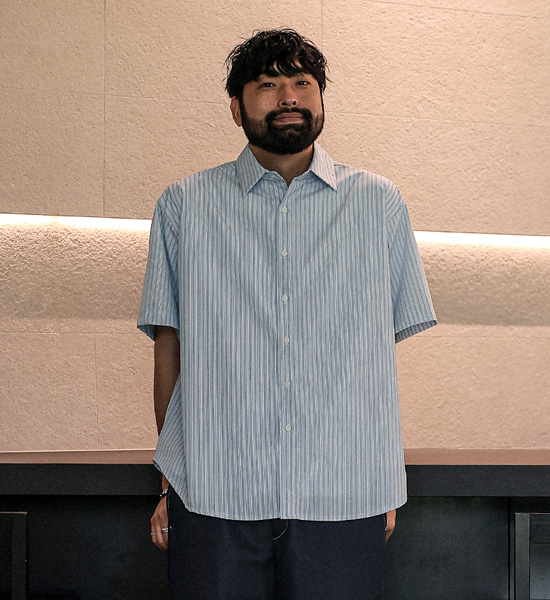 (XL-6XL)<BR>라파롬 Stripe short-sleeved shirt