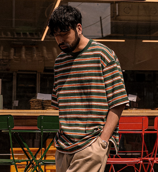 (XL-6XL)<br>모티키오 stripe Short T shirts