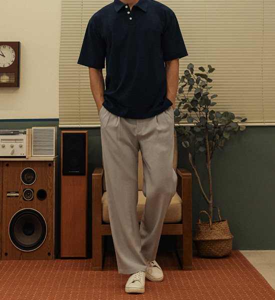 (L-4XL)<BR>나우자스 short-sleeved collar T-shirt