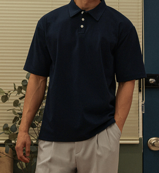 (L-4XL)<BR>나우자스 short-sleeved collar T-shirt
