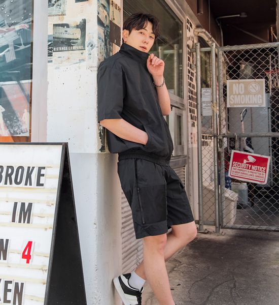 (L-6XL)<BR>클루이 Short-sleeve Zip up+애나스 Banding Shorts