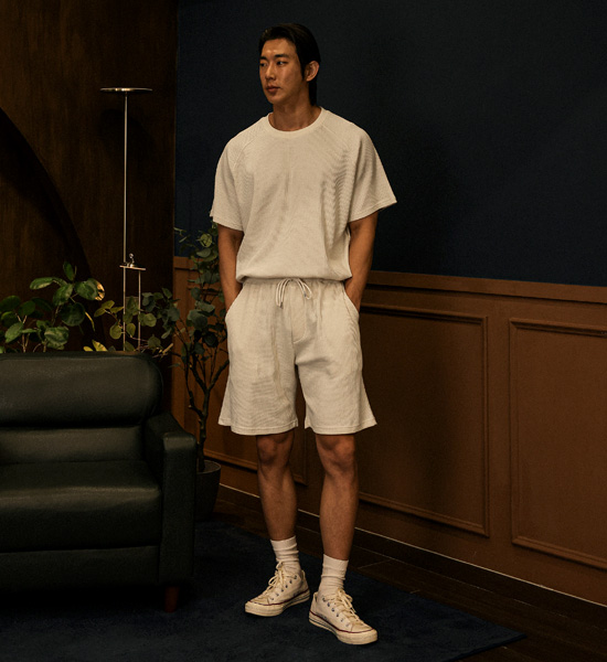 (XL-6XL)<br>크리초마 waffle-banded shorts SET002-P