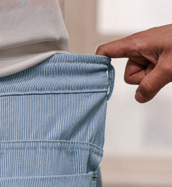 비첸 Semi-wide fit Back banding denim pants