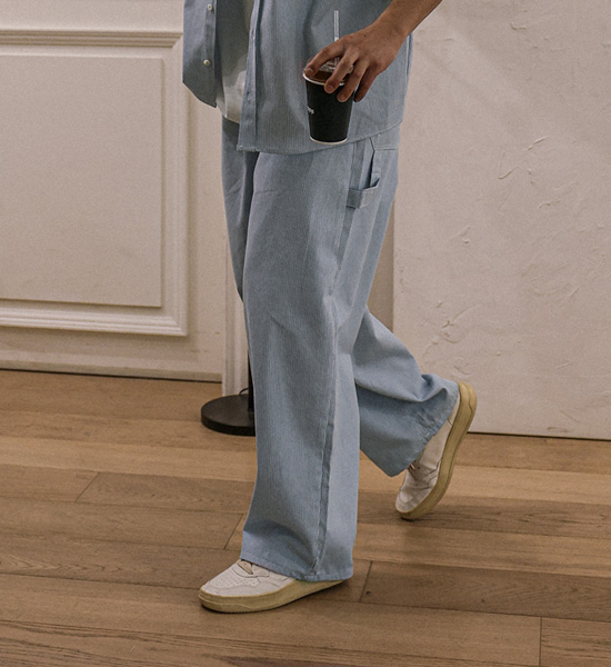 비첸 Semi-wide fit Back banding denim pants