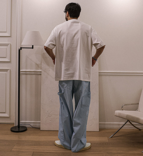 비첸 Semi-wide fit Back banding denim pants