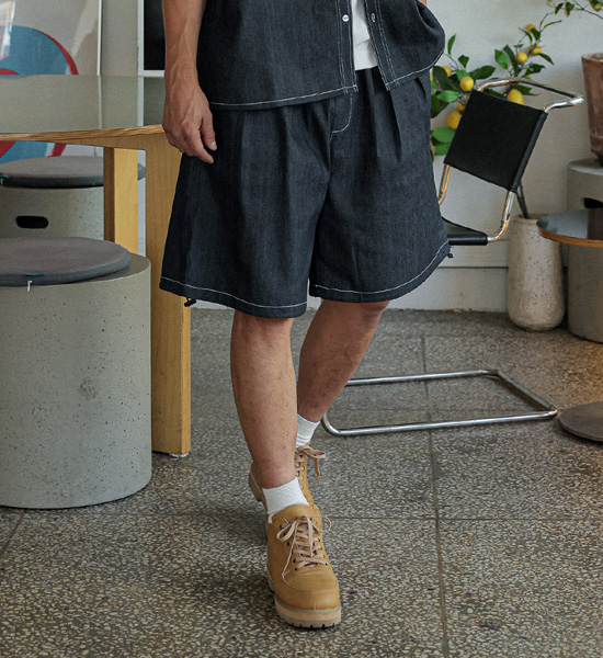 (XL-6XL)<BR>라리야 Linen Non-wash jeans Banding Shorts