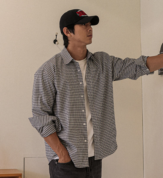 (L-5XL)<BR>해티드 checkered shirt