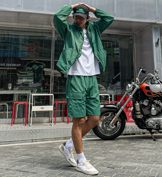 (M-6XL)<BR>코로트 nylon zip-up 82301+스토지 nylon cargo banding shorts 82301