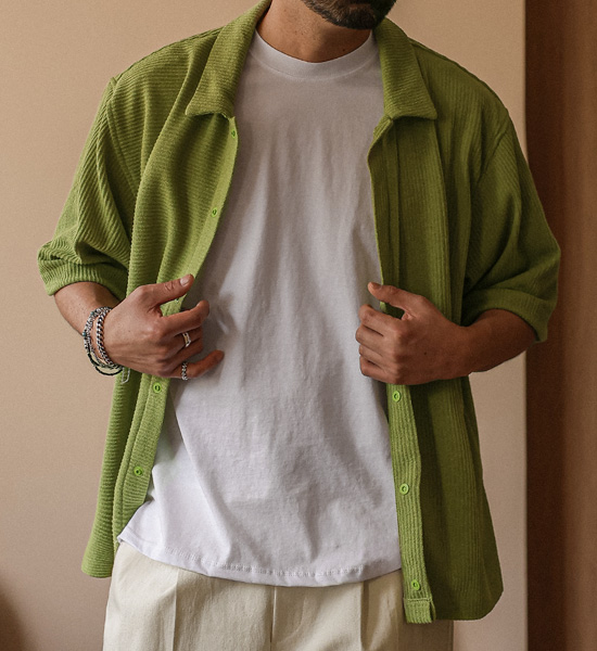(L-5XL)<BR>노우라카 Knit short-sleeved shirt