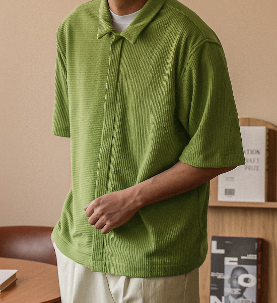 (L-5XL)<BR>노우라카 Knit short-sleeved shirt