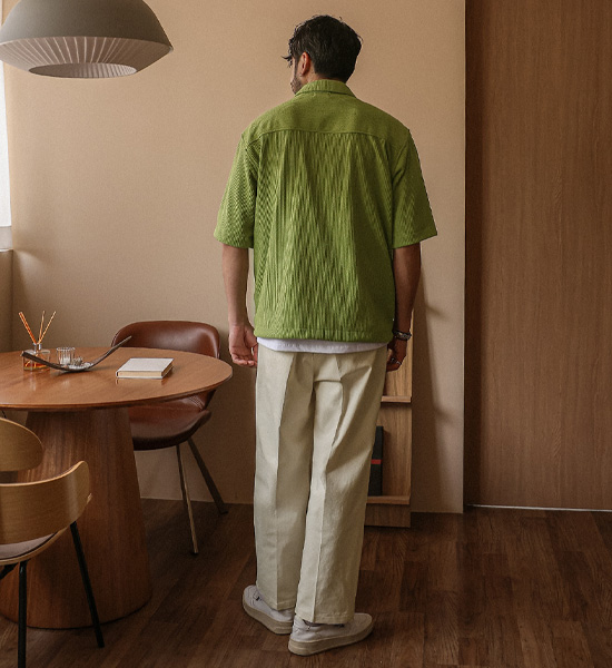 (L-5XL)<BR>노우라카 Knit short-sleeved shirt