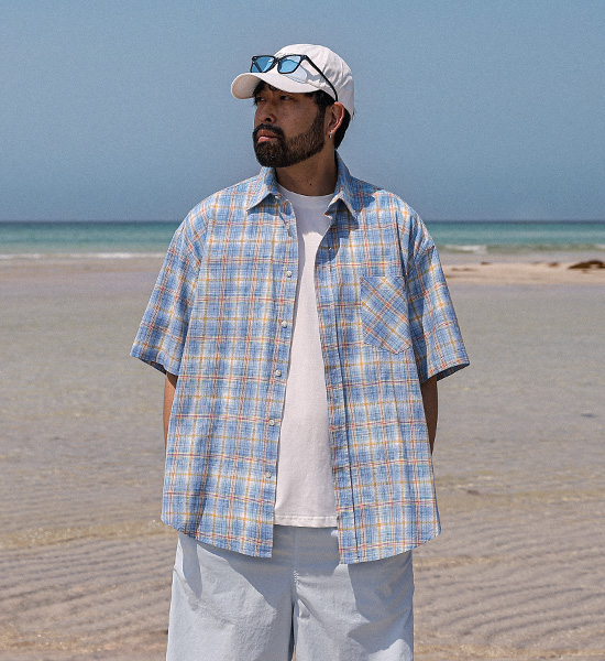 (XL-6XL)<br>우타이타 checkered short-sleeved shirt 25218