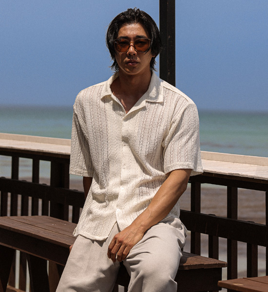 쿠타터 Open Collar 반팔니트셔츠
