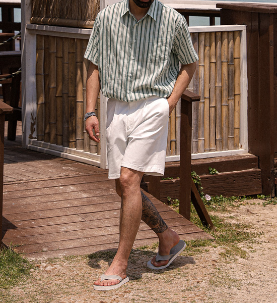 타이언 Stripe short-sleeved shirt