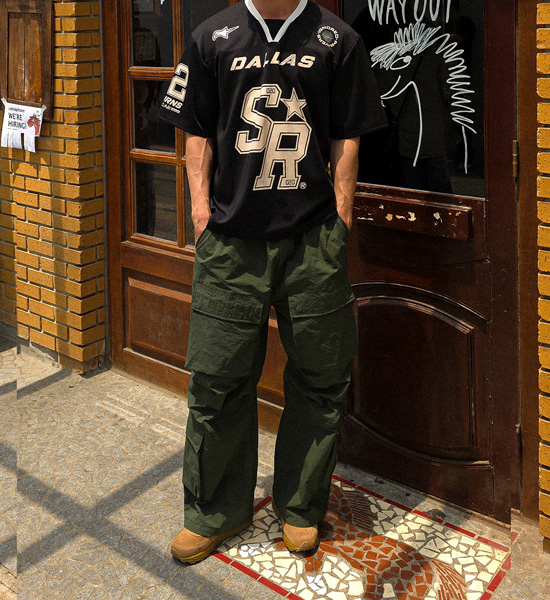 (M-4XL)<BR>루단키 Semi-wide fit nylon cargo-banding pants