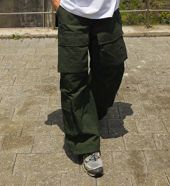 (M-4XL)<BR>루단키 Semi-wide fit nylon cargo-banding pants