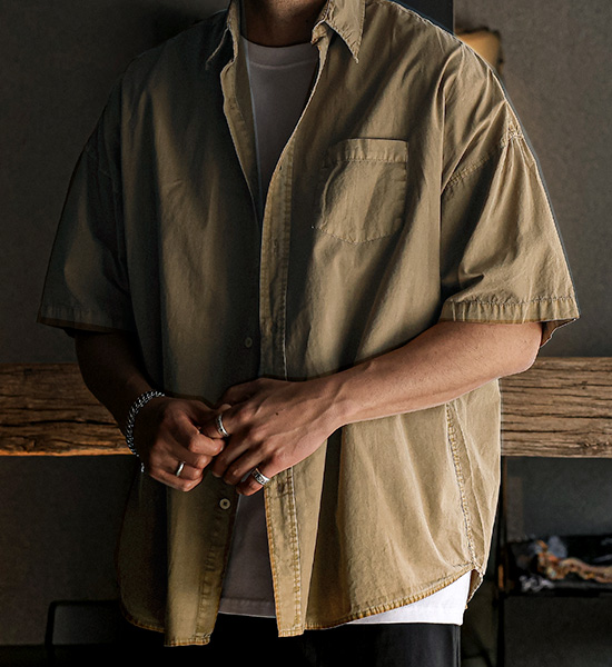 (L-5XL)<BR>노커드 pigment short-sleeved shirt