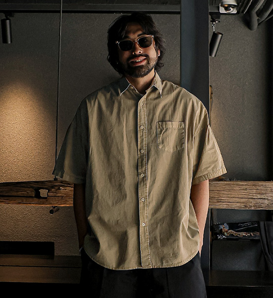 (L-5XL)<BR>노커드 pigment short-sleeved shirt