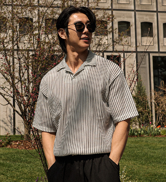 (XL-6XL)<BR>보비푸쿠 short-sleeved collar T-shirt