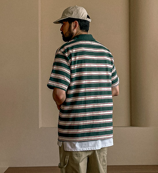 (L-5XL)<BR>퍼디타 stripe short-sleeved collar T-shirt