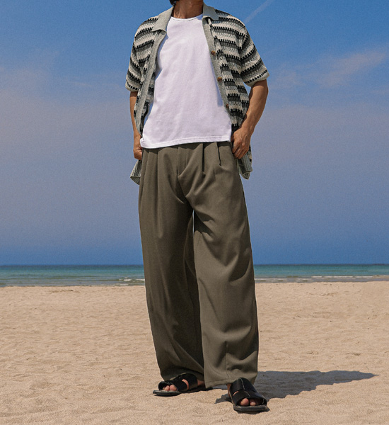 (M-5XL)<BR>다우드나 Semi-wide fit Back banding Slacks S114