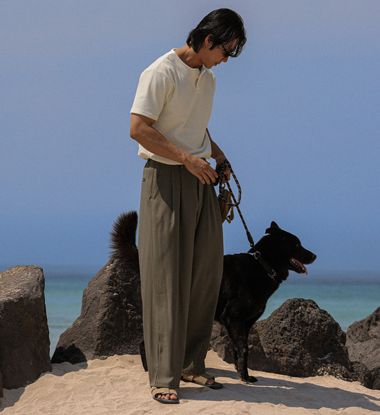 (M-5XL)<BR>다우드나 Semi-wide fit Back banding Slacks S114
