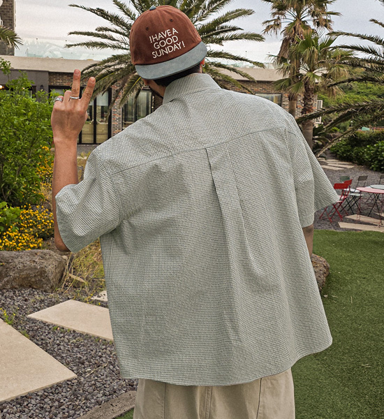 (XL-6XL)<br>하르마크 checkered short-sleeved shirt N013