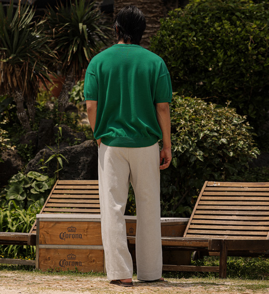 <font color="#FF0000">무료교환반품</font><br>(S-5XL)<BR>발비스 Semi-wide fit Back banding linen slacks