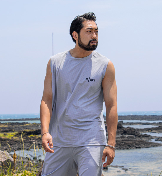 (M-6XL)<br>크루엘라 Mesh Sleeveless shirts<br><font color="#072c81"><B>[ W.DNA ]</B></font>
