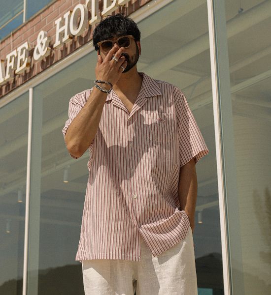 (XL-6XL)<BR>나틴즈 Stripe short-sleeved shirt N009