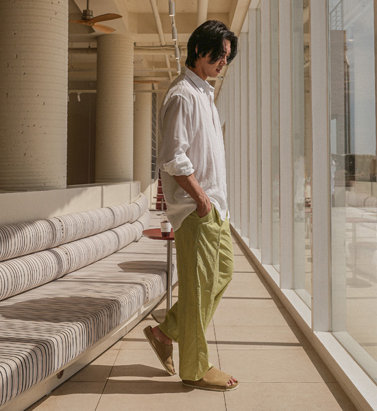 <font color="#FF0000">무료교환반품</font><br>(XL-6XL)<BR>슈야 Semi-wide fit Stripe banding pants