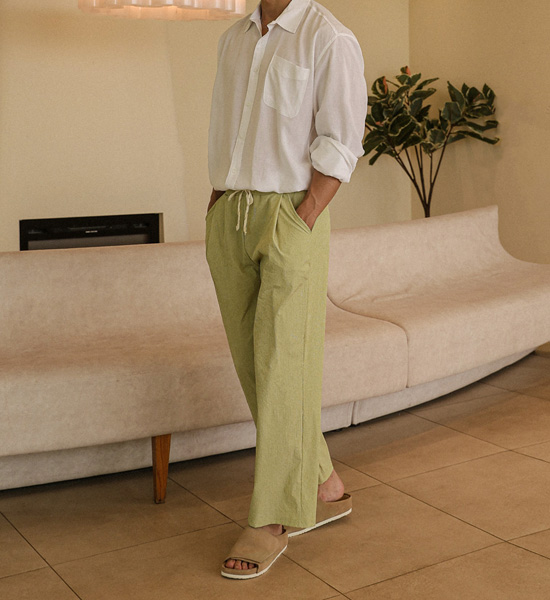 <font color="#FF0000">무료교환반품</font><br>(XL-6XL)<BR>슈야 Semi-wide fit Stripe banding pants