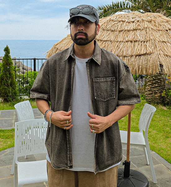 칸타냐 denim short-sleeved shirt S25-17