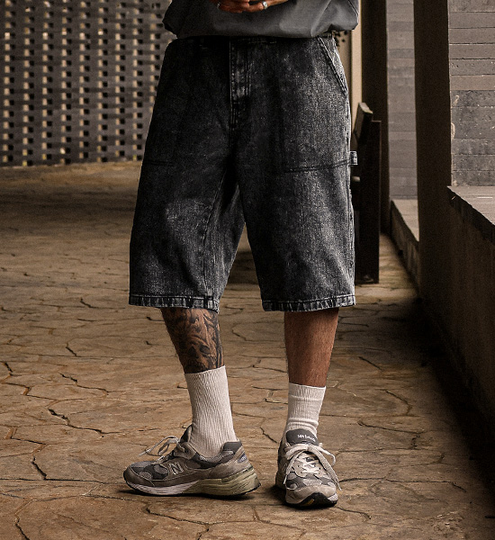 아쿠다르 Denim Cargo Banding Shorts
