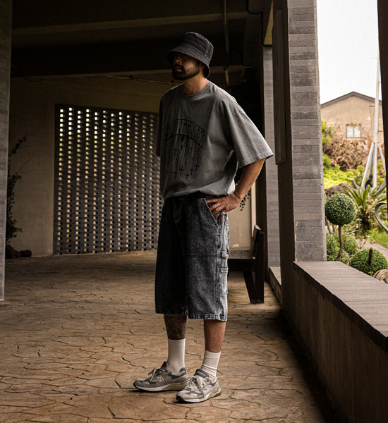 아쿠다르 Denim Cargo Banding Shorts