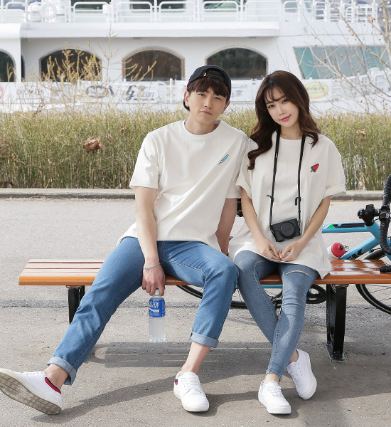 (S~6XL)<br>썸남썸녀 Ice cream Embroidery Short T shirts