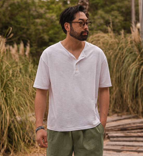 스핀달 Henley neck Short T shirts