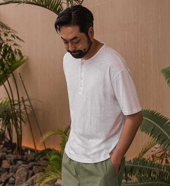 스핀달 Henley neck Short T shirts
