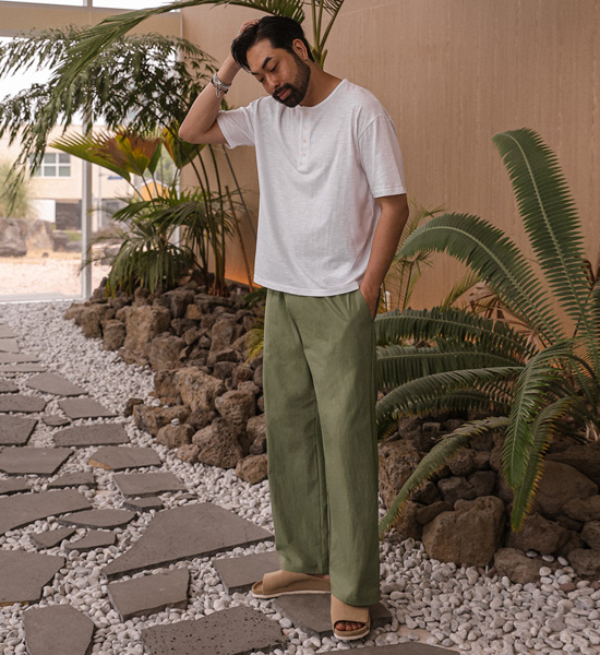 레슈노 Semi-wide fit banding pants S93