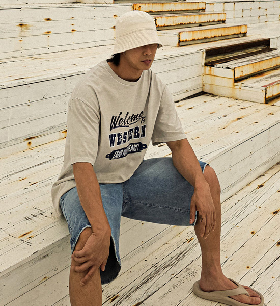(M-5XL)<BR>글로고프 pigment Short T shirts