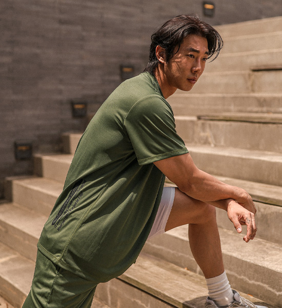 (M-6XL)<br>폼페이 mesh short-sleeved T-shirt<br><font color="#072c81"><B>[ W.DNA ]</B></font>