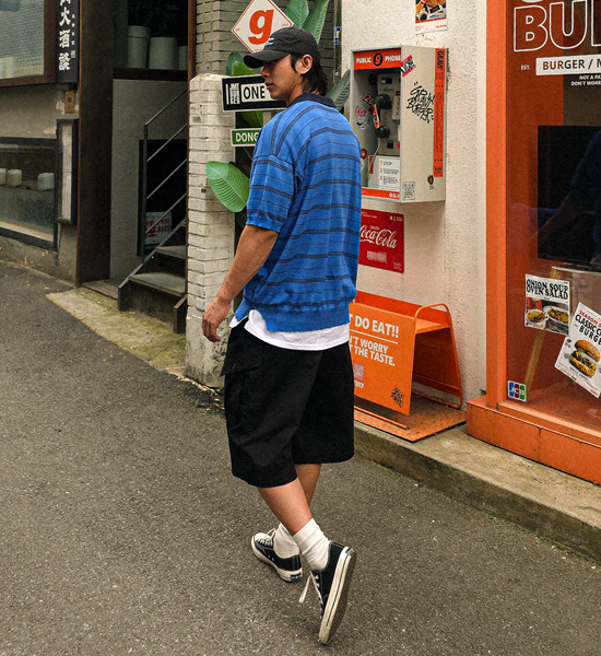 (XL-5XL)<br>로토루아 stripe short-sleeved collar knitwear