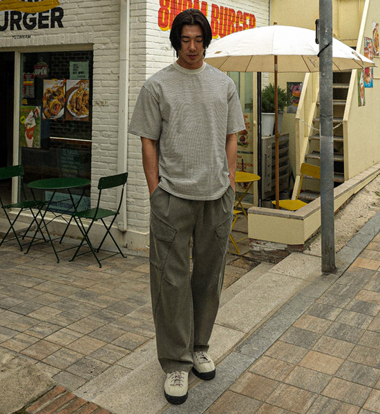 쿠루뎁 stripe Short T shirts