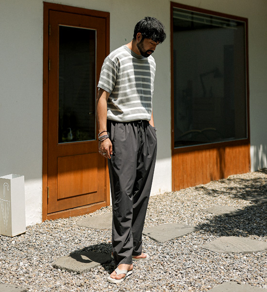 크로울리 stripe short-sleeved knitwear